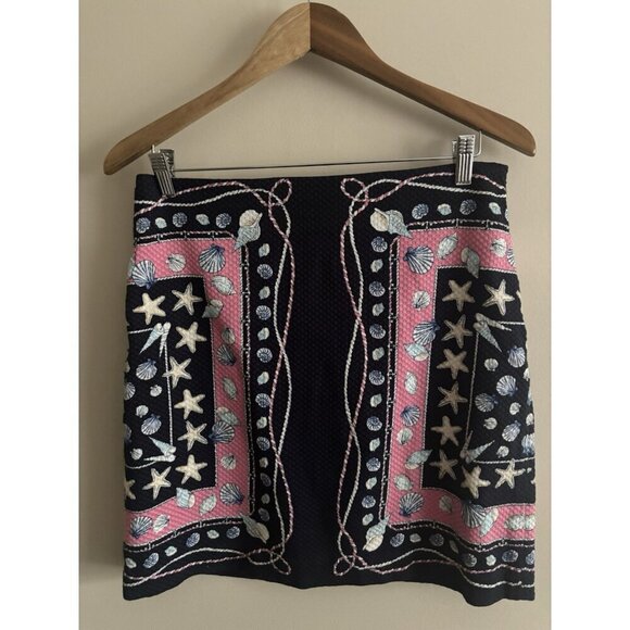 Talbots Dresses & Skirts - Talbots Navy Pink Shell Starfish Beach Nautical Print Pencil Side Zip Skirt 6 P